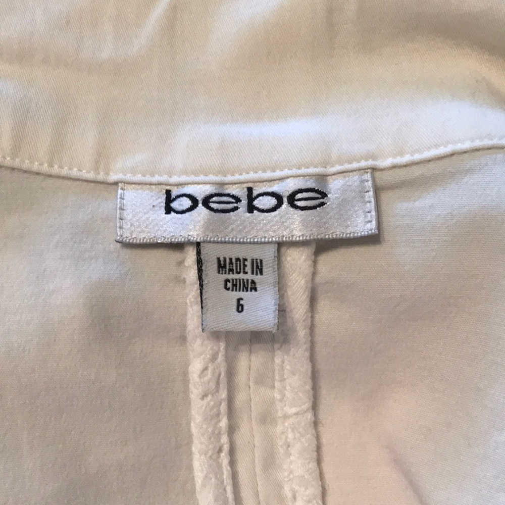 Bebe White Blazer Size 6 Collared 3/4 Sleeve - Picture 6 of 6